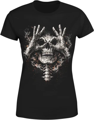 Czaszka dym halloween mroczny klimat horror sztuka grozy styl gotycki dark Damska koszulka