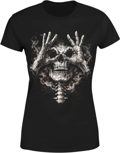Czaszka dym halloween mroczny klimat horror sztuka grozy styl gotycki dark Damska koszulka color:#000000