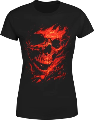 Płonąca czaszka ogień piekło dark horror demon strach mroczny klimat hell fire Damska koszulka