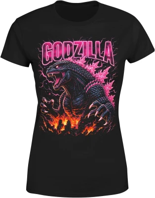 Godzilla neon potwór miasto ogień klimat monster movie kaiju Damska koszulka