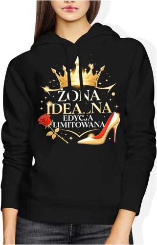 Złota korona róża szpilki elegancki styl luksusowy napis idealna edycja limitowana glamour Damska bluza z kapturem 