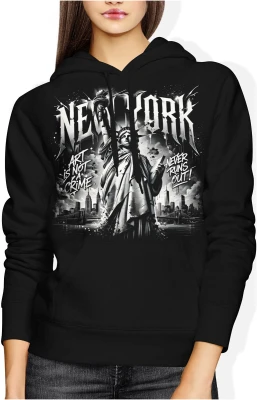 New York Statua Wolności street art miasto USA Damska bluza z kapturem