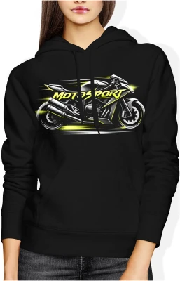 Motocykl sportowy szybka jazda motosport adrenalina tor wyścigowy dynamiczny styl rider Damska bluza z kapturem