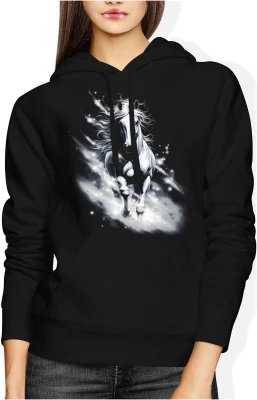 Koń galop magia energia zwierzęta siła natura dynamiczny styl elegancja duch wolności Damska bluza z kapturem