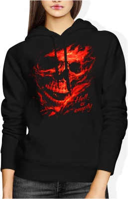 Płonąca czaszka ogień piekło dark horror demon strach mroczny klimat hell fire Damska bluza z kapturem