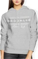 Brooklyn new york miasto usa streetwear urban styl typografia Damska bluza z kapturem 