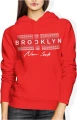 Brooklyn new york miasto usa streetwear urban styl typografia Damska bluza z kapturem 