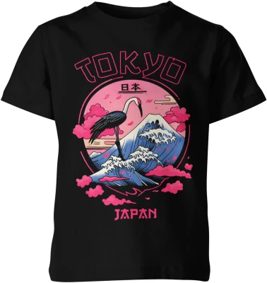 Tokio Japonia góra fala żuraw styl japoński neon klimat anime podróże kultura azjatycka Dziecięca koszulka