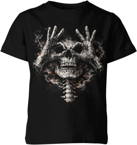 Czaszka dym halloween mroczny klimat horror sztuka grozy styl gotycki dark Dziecięca koszulka color:#000000