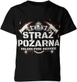 Straż Pożarna Polish Fire Service hełm topory płomienie symbol służby ratowniczej prosty styl Dziecięca koszulka 