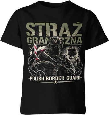 Straż Graniczna Polish Border Guard żołnierz karabin granica patrol bezpieczeństwo służba Dziecięca koszulka