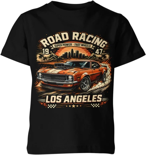 Samochód muscle car klasyk USA Los Angeles racing szybka jazda moc silnik styl Dziecięca koszulka 