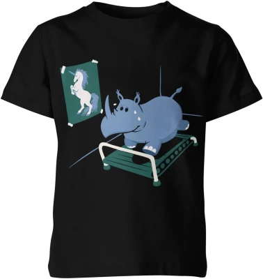 Nosorożec bieżnia jednorożec motyw fitness humor siłownia zwierzę zabawny styl Dziecięca koszulka