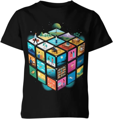 Kostka światów życie praca podróże natura kreatywność styl minimalistyczny nowoczesny design Dziecięca koszulka