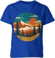 Góry zachód słońca krajobraz vintage las natura podróże trekking outdoor retro styl Dziecięca koszulka 