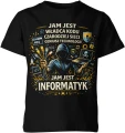 Informatyk programista kodowanie technologia komputer hacker sieci cyber bezpieczeństwo IT pasja Dziecięca koszulka 