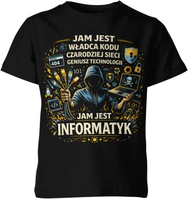 Informatyk programista kodowanie technologia komputer hacker sieci cyber bezpieczeństwo IT pasja Dziecięca koszulka