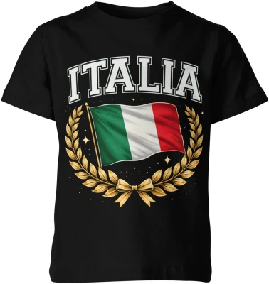 Italia flaga włochy godło laur patriotyczny symbol europa kraj heritage styl vintage Dziecięca koszulka