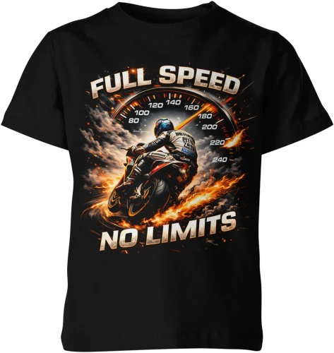 Full speed no limits motocykl wyścigi adrenalina szybka jazda tor racing styl Dziecięca koszulka 
