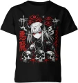 Anime demon girl czaszki mroczny styl goth manga horror japoński klimat dark Dziecięca koszulka 