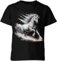 Biały koń galop kosmos gwiazdy Dziecięca koszulka 