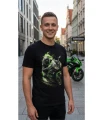 Motocyklista z zielonym ogniem Męska koszulka