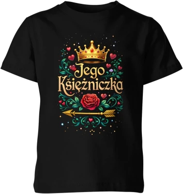 Jego Księżniczka korona róża romantyczny motyw Dziecięca koszulka