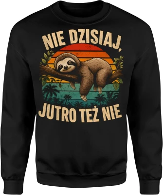 Nie dzisiaj jutro też nie Leniwiec chill 	 Męska bluza