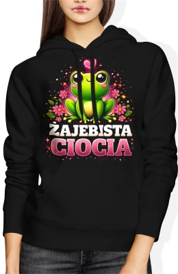 Zajebista Ciocia Żaba Rodzina Ciotka Humor Damska bluza z kapturem