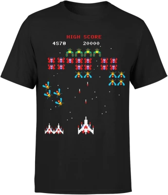 Gra arcade kosmiczny statek piksele High Score 8 bit Męska koszulka