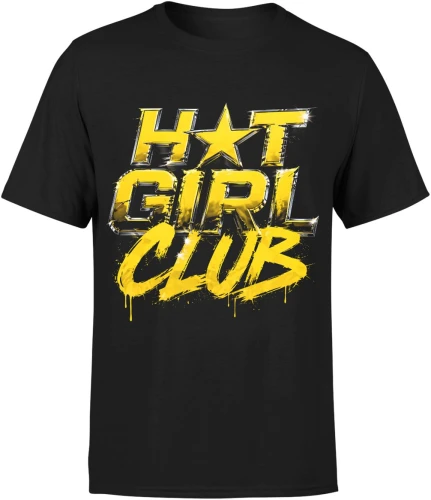 Hot Girl Club złoty styl błyszczące litery Męska koszulka 