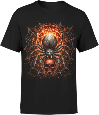Mroczny pająk czaszka okultystyczne symbole fantasy Męska koszulka