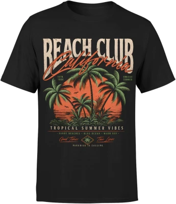 Beach Club California tropical summer palm wakacje Męska koszulka