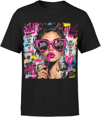 Glam Girl Queen okulary neonowe usta fashion Męska koszulka