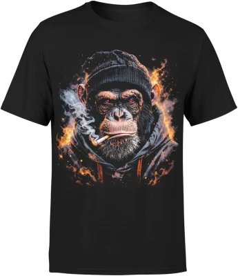 Gangster monkey smoking street Męska koszulka