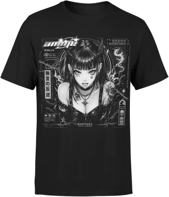 Anime goth girl demon horns manga Męska koszulka