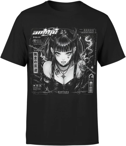 Anime goth girl demon horns manga japonia Męska koszulka 