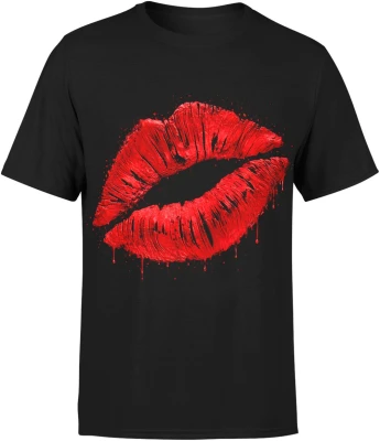 Czerwone Usta kiss lips glam fashion Męska koszulka