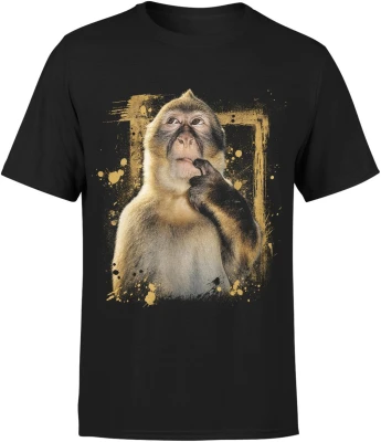 Thinking monkey curious ape animal Męska koszulka
