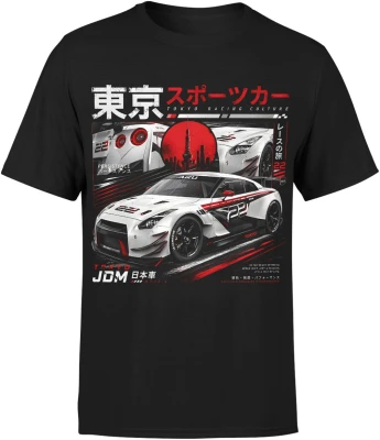 Białe Auto Tokyo Racing Wyścigi Uliczne  Męska koszulka
