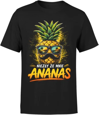 Ananas okulary wąsy tropikalny owoc wakacje humor Męska koszulka
