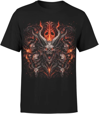 Demoniczny kozioł piekielne czaszki dark fantasy Męska koszulka