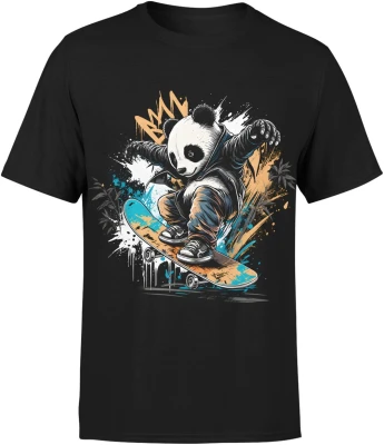 Panda skate deskorolka street miejski styl Męska koszulka