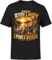 Ratuję Ryby Z Wody I Piwo Z Butelek Wędkarz Jezioro Relaks Męska koszulka 