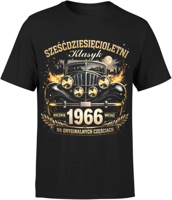 Sześćdziesięcoletni klasyk rocznik 1966 auto vintage motoryzacja oldschool Męska koszulka