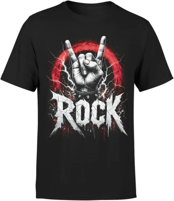 Heavy Metal Muzyka Rockowa Gest Rogi Koncert Męska koszulka