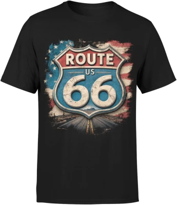 Route 66 Amerykańska Szosa Road Trip Męska koszulka