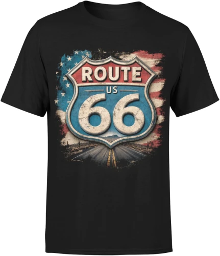 Route 66 Amerykańska Szosa Road Trip Męska koszulka 