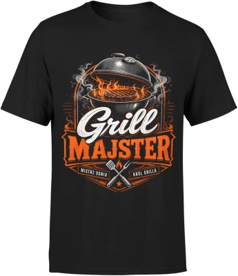 Grillowanie mistrz ognia barbecue król grillu Męska koszulka