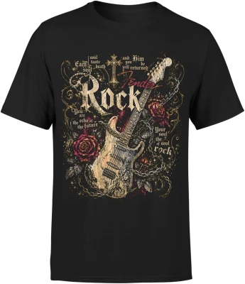 Fender Rock Gitara Elektryczna Róże Łańcuchy  Męska koszulka